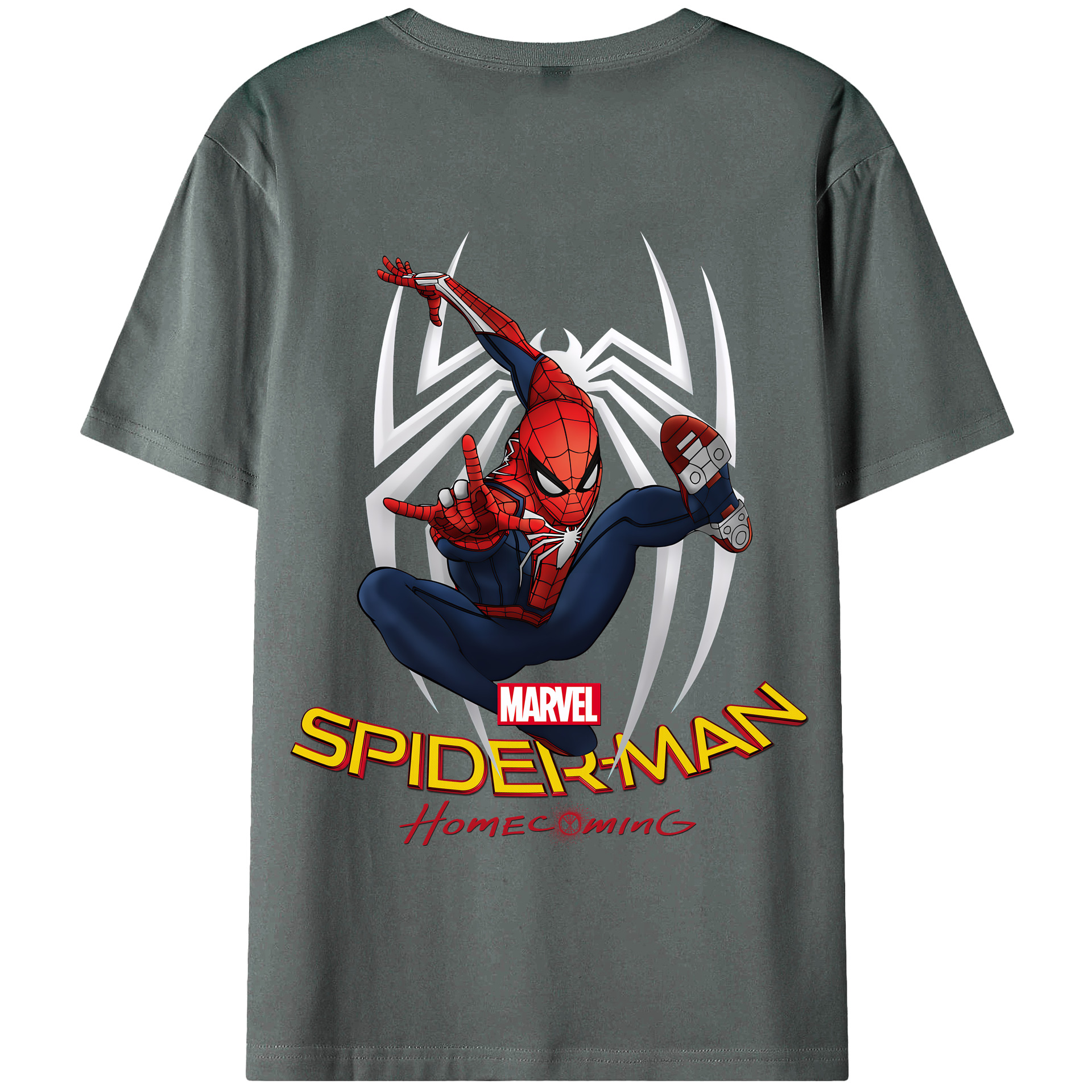（画像用） Spider Man スパイダーマン 綿100％半袖Tシャツ（背面プリント）
